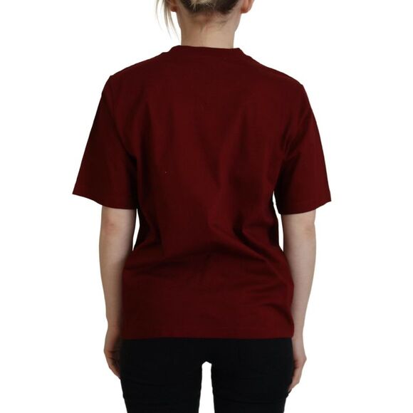 Dsquared² Maroon Logo Cotton Crewneck Short Sleeve Tee Women's T-shirt - Picture 3 of 5